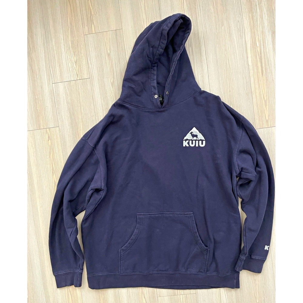KUIU Unisex Adults Hoodie Sz 3XL Navy Cotton Blend Long Sleeve Pullover Skater